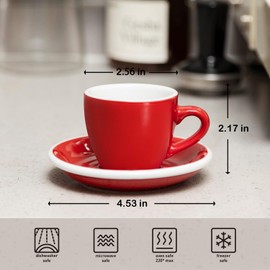 Loveramics Espresso Cup with Saucer, Ceramic Espresso Shot Cup Saucer Set, small Demitasse Cups for Espresso 80ml 2.7Oz (Yellow)