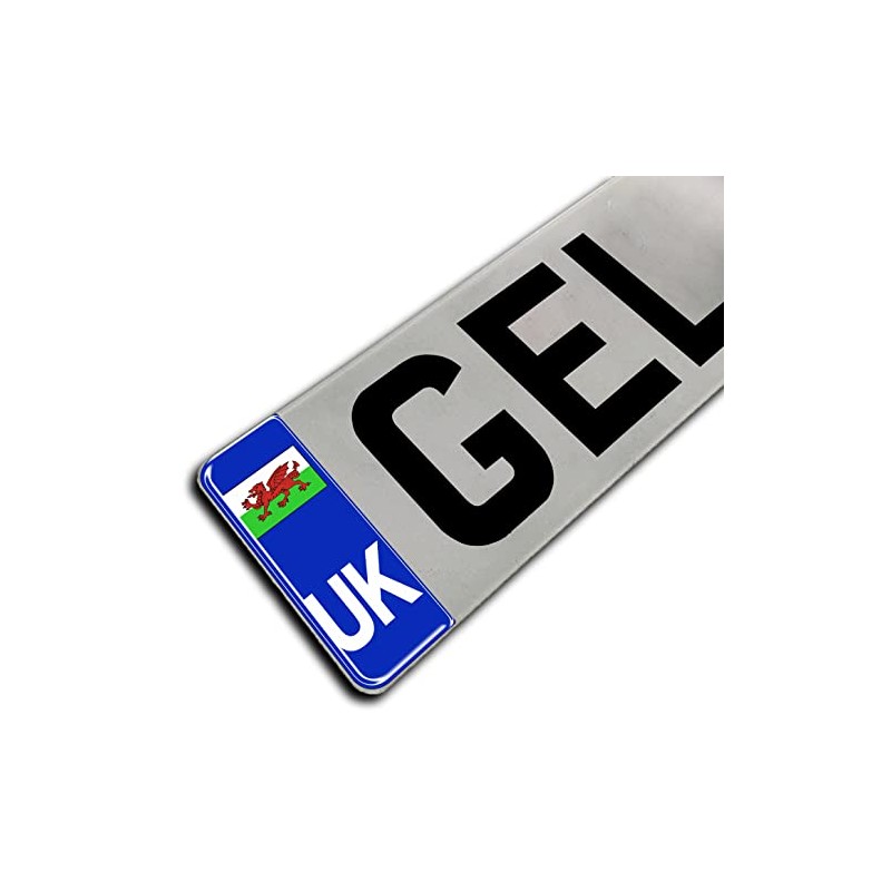 Gelz Domed Wales Flag UK Vehicle Number Plate Stickers -