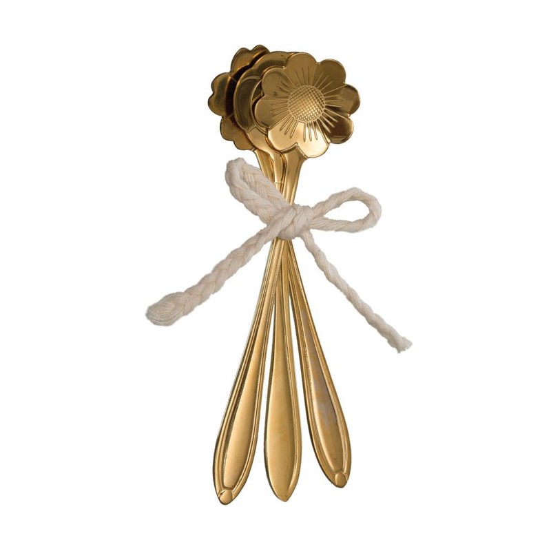 Creative Co-Op Flower Shaped Stainless Steel Condiments Spoons with Gold-Tone