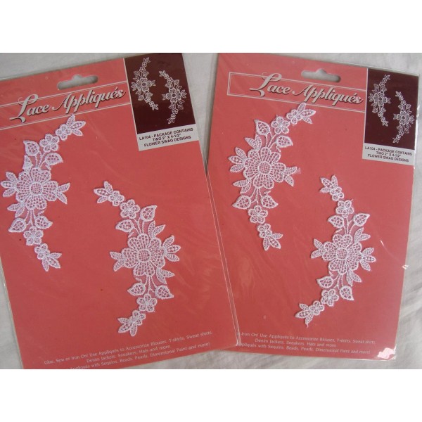 Unbranded 2 pkg of 2 FLOWER Swag Designs Lace Appliques