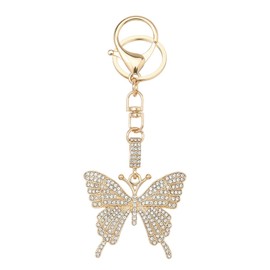 Butterfly Keychain for Women, Gold or Silver Rhinestone Butterfly Key Ring for Purse, Handbag, Car Keys, Elegant Bag Charm-gold