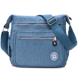 FiveloveTwo Women's Fashion Nylon Shoulder Bag Shopper Hobo Tote Bags Backpack Shoulder Bag Purses Tote Bags for Everyday Office School Trip Shopping, blue / grey