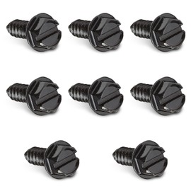 taluoka 8 PCS Car License Plate Mounting Screw Kit, 304 Stainless Steel Slotted Design US License Plate Frame Fixing Hexagonal Head Fastening Screws, Self-Tapping Mounting Bolts, for Cars (Black)