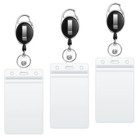 JEFURE 3 Pcs Badge Reel, ID Badge Holder Retractable Clip, Heavy Duty Keychain Badge Reel，Badge Clip, Bulk Lanyard for Wear Keys, ID Card, Name Hold