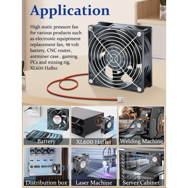 Wathai 1238 48V DC Brushless Cooling Fan 2Pin 120mm x
