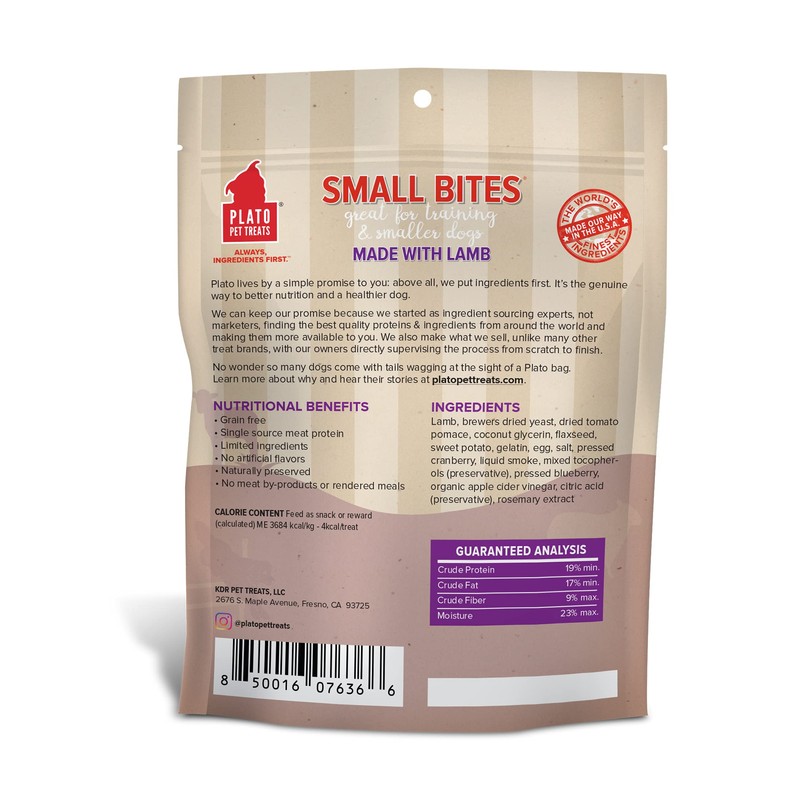 PLATO Small Bites Natural Training Dog Treats - Real Meat