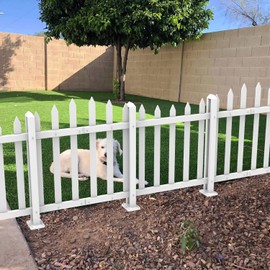 ECOOPTS 24" H x 92" W Vinyl Picket Fence Panels White Decorative Fence for Garden Patio Yard Pool Walkways (22 Pickets, Scallop)