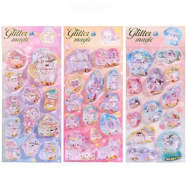 3D Water Stickers, Shop Quality, Set of 3, Sequins, Cute, Kids, Girls, DIY, Exquisite Patterns, Notebooks, Personality, Decoration, Stickable, Craft Supplies (3PCS-A)