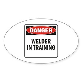 CafePress Welder Oval Car Bumper Sticker
