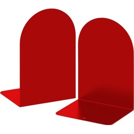 Lulonpon 2 Pieces Book Ends, Bookends, Books Stand, Metal Bookend for Shelves, Red Book Ends for School, Library, Desktop Organizer