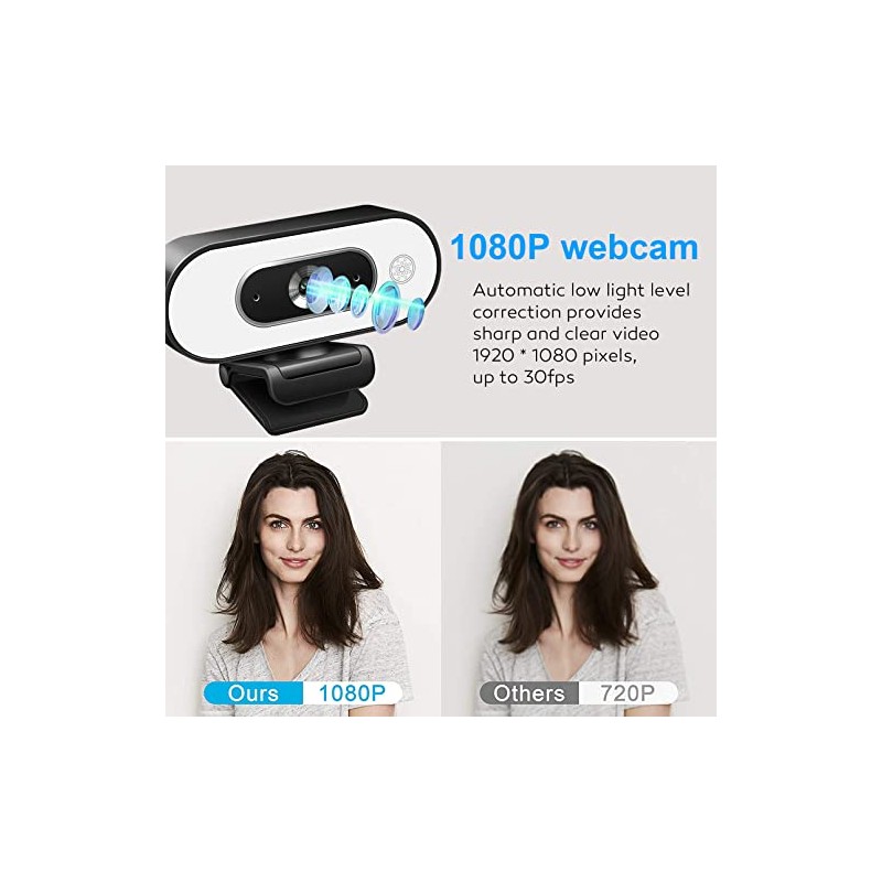 Cámara web 1080P con anillo de luz – Cámara de