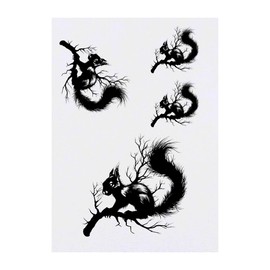Azeeda 4 x 'Gotisches Eichhörnchen auf Ast' Temporäre Tattoos - Wasserfest, Hautfreundlich & Ungiftig · Transfers in Verschiedenen Größen (TO00074556)
