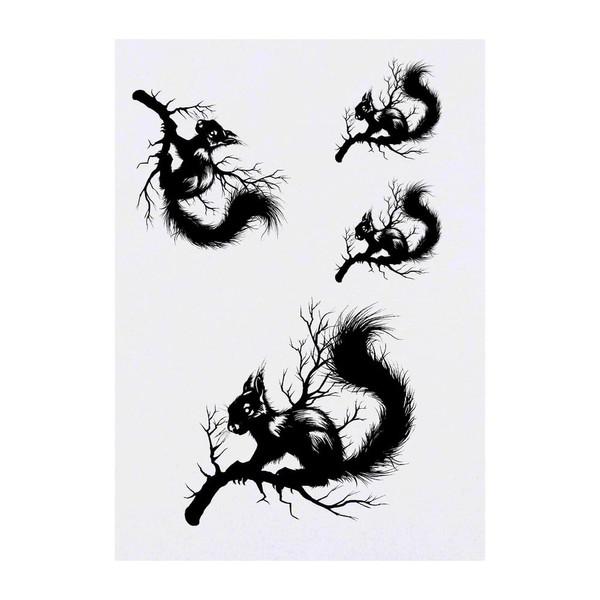 Azeeda 4 x 'Gotisches Eichhörnchen auf Ast' Temporäre Tattoos -