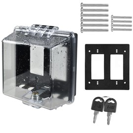 PKLIYH Outdoor Weatherproof Outlet Cover Box-Child Proof Electrical Enclosure for Garden, Pool & Garage,Universal ABS Lock Box Fits Standard Duplex Outlets (2.6 "H x 2.56 "W or Smaller Size)-1 Pack