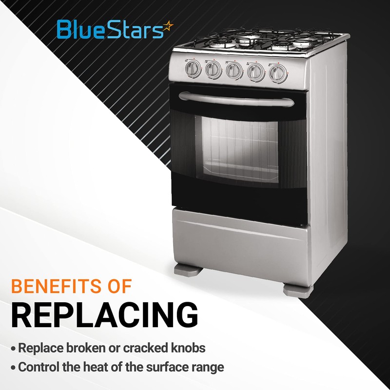 BlueStars 5-Pack W10594481 W10766544 Gas Range Stove Knobs - Compatible