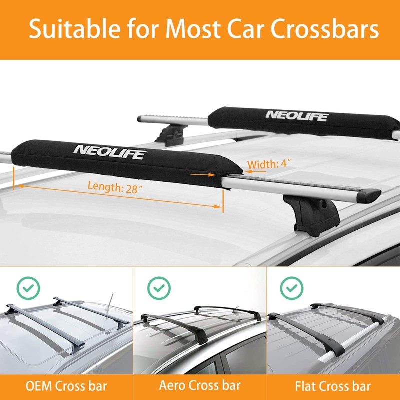 WONITAGO Soft Roof Rack Pads with Two 15 Ft Tie