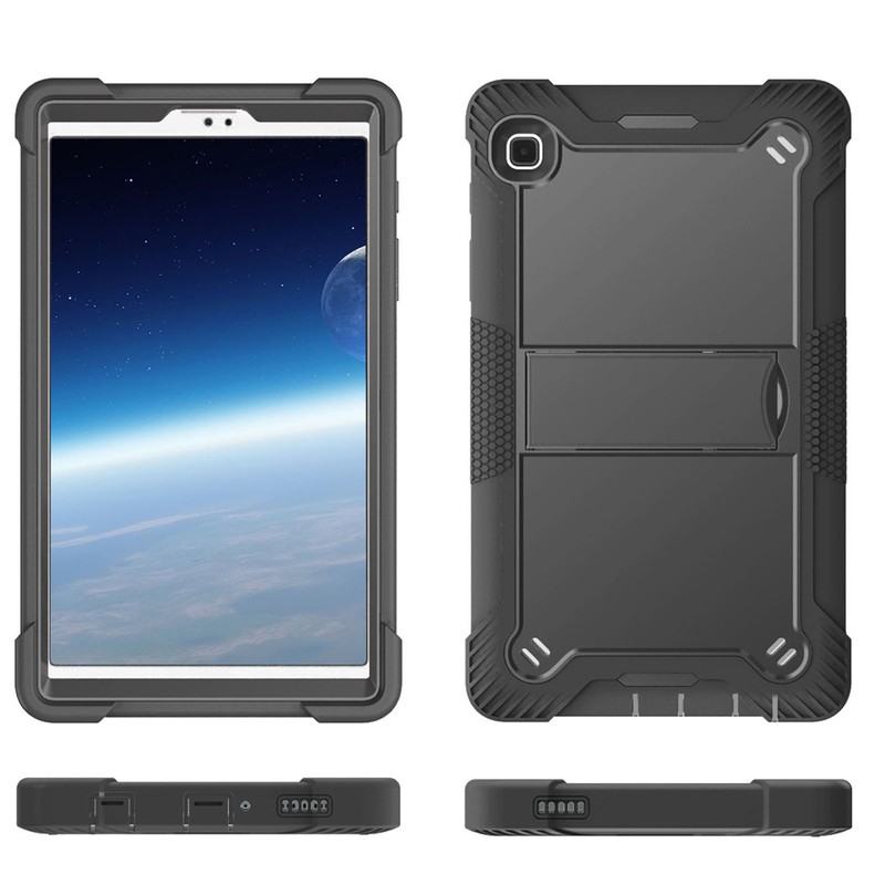 Tablet Case Black Silicone Precise Cutouts Shock Absorbent Stable Kickstand