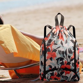 FAVORTALK Sports Bag, Gym Bag, Women's Waterproof Drawstring Backpack with Inner Pocket, Foldable Sports Bag for Women, Men, Travel, Everyday, Yoga, School, Beach, Swimming, B29083