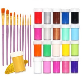 Acrylic Paint Set with Brushes 21 x 20 ml Acrylic Paints on Waterproof Acrylic Paint for Painting Canvas, Wood, Clay & Stones, Model Making