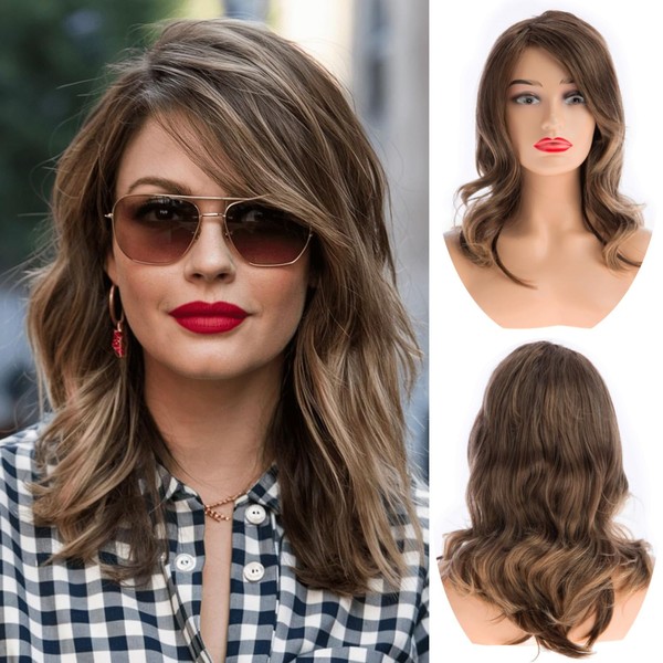 Beweig Braune Perücke mit Bangs für Frauen Natürliche Lockige Bob