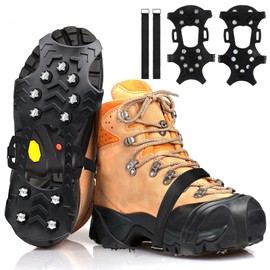 Hyran Spikes for Shoes, Crampons with 11 Teeth, Shoe Spikes, Non-Slip Shoe Spikes for Walking, Camping, Jogging, Ice Fishing, (XL)