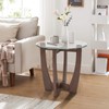 LKTART Glass End Table, 23.5" Round Side Tables with Tempered