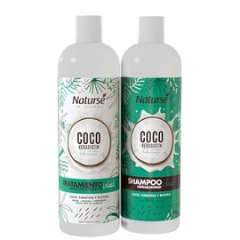 Naturse Duo Set – HydraSoft Shampoo 25.5 oz + HydroConditioning Treatment 29 oz – Coconut, Keratin & Biotin – Repairs, Hydrates & Strengthens – Anti-Frizz for All Hair Types