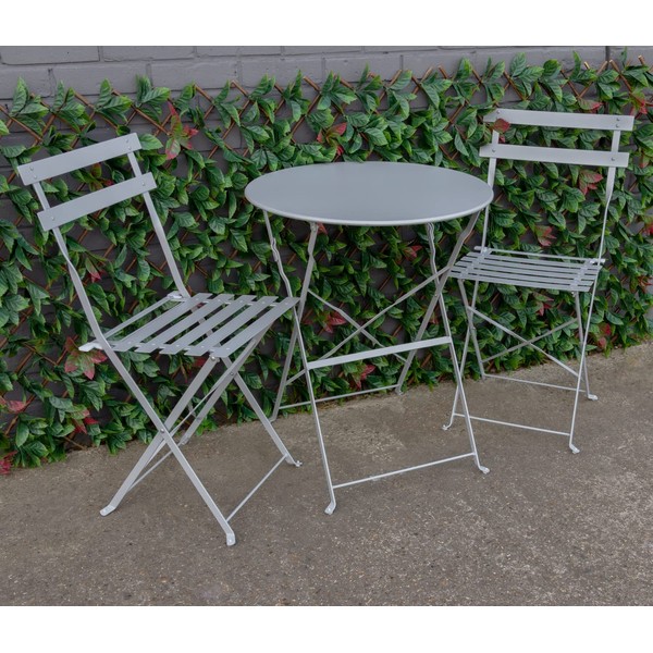 Woodside Outdoor Garden Patio Folding Table & Chair Bistro Set, Powder Coated Steel, 6 Colours Available
