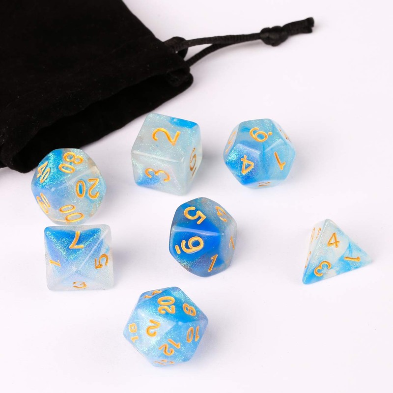 GWHOLE Polyhedral Dice Acrylic Dice Set of 7 Dice Cthulhu