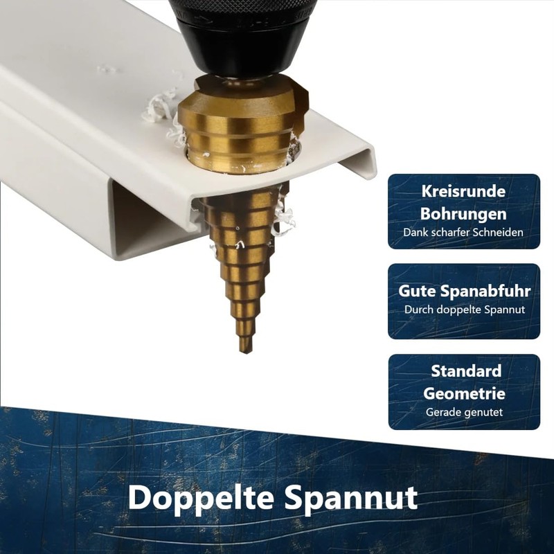AM-Zerspanungstechnik HSS TiN Step Drill Bit Set 3 Pieces |