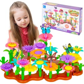 OSDUE Blumengarten Spielzeug, DIY Bouquet Sets, Flower Building Blocks Set, Montessori Spielzeug Blumen Bausteine Motorikspielzeug, Kunst Blumenarrangement Geschenk für 3-6 Mädchen und Jungen (90PCS)