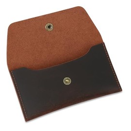 TheAntiq Cartera de Cuero Minimalista para Dinero y Tarjetas, Organizador Compacto de Cuero de Grano Completo con Cierre de Botón, Hecha a Mano para Viaje y Uso Diario, Unisex (Marrón)