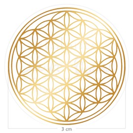 Flower of Life Sticker 3 cm with Protective Varnish Transparent Film (10, Gold)