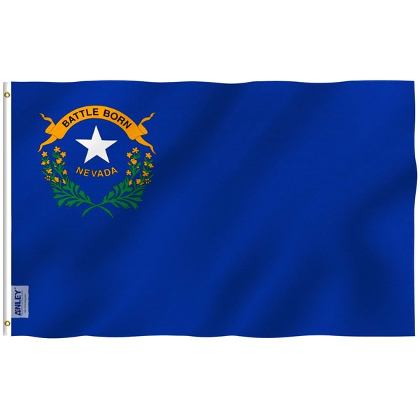 Anley Fly Breeze 3x5 Foot Nevada State Flag - Vivid Color and Fade Proof - Canvas Header and Double Stitched - Nevada NV Flags Polyester with Brass Grommets 3 X 5 Ft