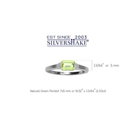 Silvershake Half Bezel Set Octagon Shape Gemstone White Gold Plated or Yellow Gold Plated 925 Sterling Silver Minimalist East-West Solitaire Promise Ring Jewelry for Women, 8.5, Sterling Silver
