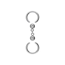 PIERCINGLINE Titanium Ball Closure Ring 1.6 mm Slave - Upper Ring 10 mm - Lower Ring 8 mm, Titanium, Crystal