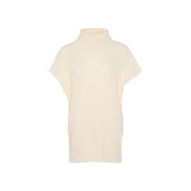 Blonda Women's Sleeveless Knitted Turtleneck Sweater Vest Wool White Size M/L Pullover