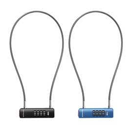 UP Security Combo Cable Bike Lock, 4 Digit Combination Lock for Outdoor Fence Gate, Luggage Safe, Scooter, U Cable Lock with Code, for Refrigerator (Black+Blue, 23.6"(60cm) Cable)