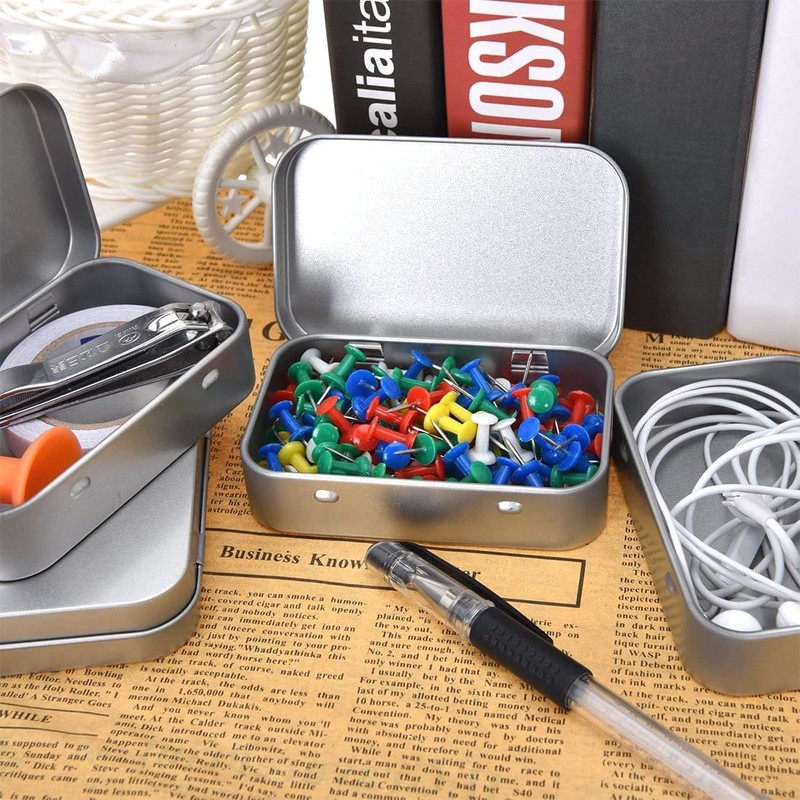 WeddHuis 6 pieces stainless metal containers, small tin boxes, metal