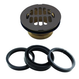 Westbrass D206B-LAS-12 4-1/2" OD Swedge-Lock Shower Drain Body with Grid Cover Plate, 1-Pack, Oil Rubbed Bronze