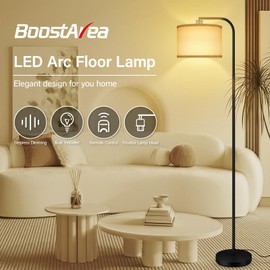 Dimmable Floor Lamp for Living Room,Arc Sofa Lamps with Remote Control,Stepless Dimmable Brightness & Colors Temperature 2700k-6500k,67 In,Tall Flexible Standing Lamp for Bedroom Study Room Office