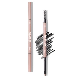 Eyebrow Pencil Waterproof, Retractable Dual-Sided Black Brow Defining Pen, Ultra Slim Eye Brow Filler for Natural-Looking Brows, Black, YES.EYE DO