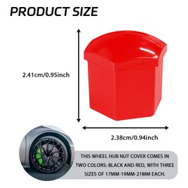 KUQUTIDY 20PCS Lug Nut Covers, 19mm Wheel Center Lug Nut Bolt Cover Caps with Removal Tool, Hexagonal Wheel Hub Lug Hole Plugs Dust Protective Cover, Tire Rim Bolt Decorative Caps for Most Car (Red)