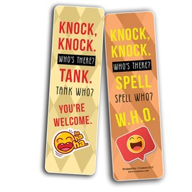 Knock Knock Jokes Bookmarks (12 Pack) - Unique Teacher Stocking Stuffers Gifts for Boys, Girls, Kids, Teens, Students - Book Reading Clippers