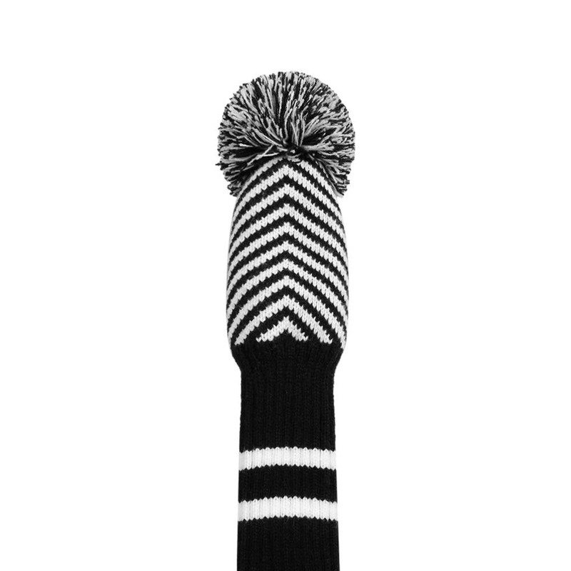 Black Diagonal Stripes Knit Woods Golf Head Covers, Set of