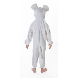 Adorable Kids White Plush Hooded Jumpsuit Mouse Costume (Medium Size) Pack of 1 - Perfect for Parties, Animal - Themed events, Christmas, & Dress-Up