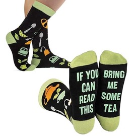 Zelica Novelty funny tea Socks “If You Can Read This, Bring Me some tea” - Novelty Gifts for Men, Tea lover Gift for Women and Teens, Birthday, Christmas Stocking Stuffers