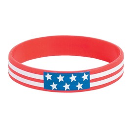 Fun Express - Rubber Patriotic Bracelets for Fourth of July - Jewelry - Bracelets - Rubber Bracelets - Fourth of July - 12 Pieces