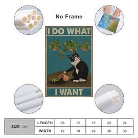 Funny Black Cat Decor Metal Tin Sign - I Do What I Want Home Decor For room office Wall Decor poster 12x18inch(30x45cm)