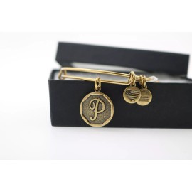 Alex and Ani NEW ALEX AND ANI INITIAL P RAFAELIAN GOLD FINISH BANGLE WITH TAG, BOX, & CARD